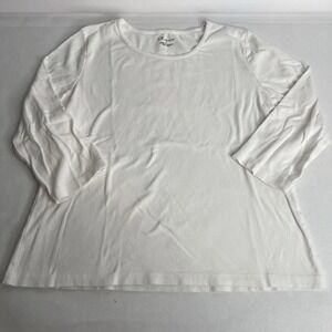The Tog Shop Tee T-Shirt Women's‎ L Regular White 100% Cotton 3/4 Sleeve Casual